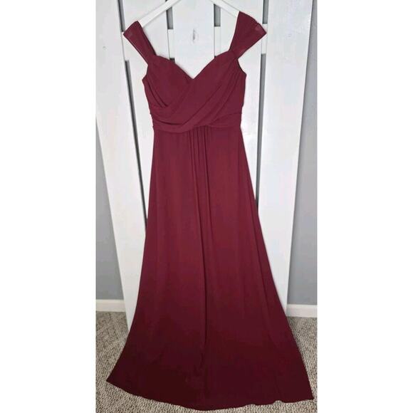 Windsor Chiffon Gown Sweetheart Neckline Wine Red Small Maxi Formal Prom Dress - Picture 1 of 9